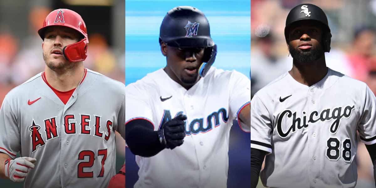 Mike Trout, Jorge Soler, and Luis Robert